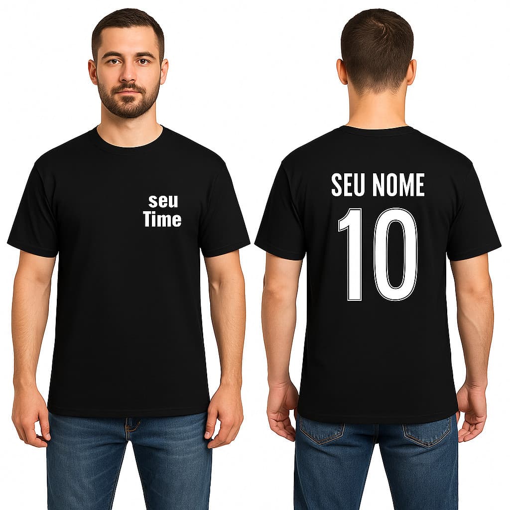 Camiseta Adulto Unissex Camisa Time Personalizado Com Nome Para Presente Feminina e Masculina