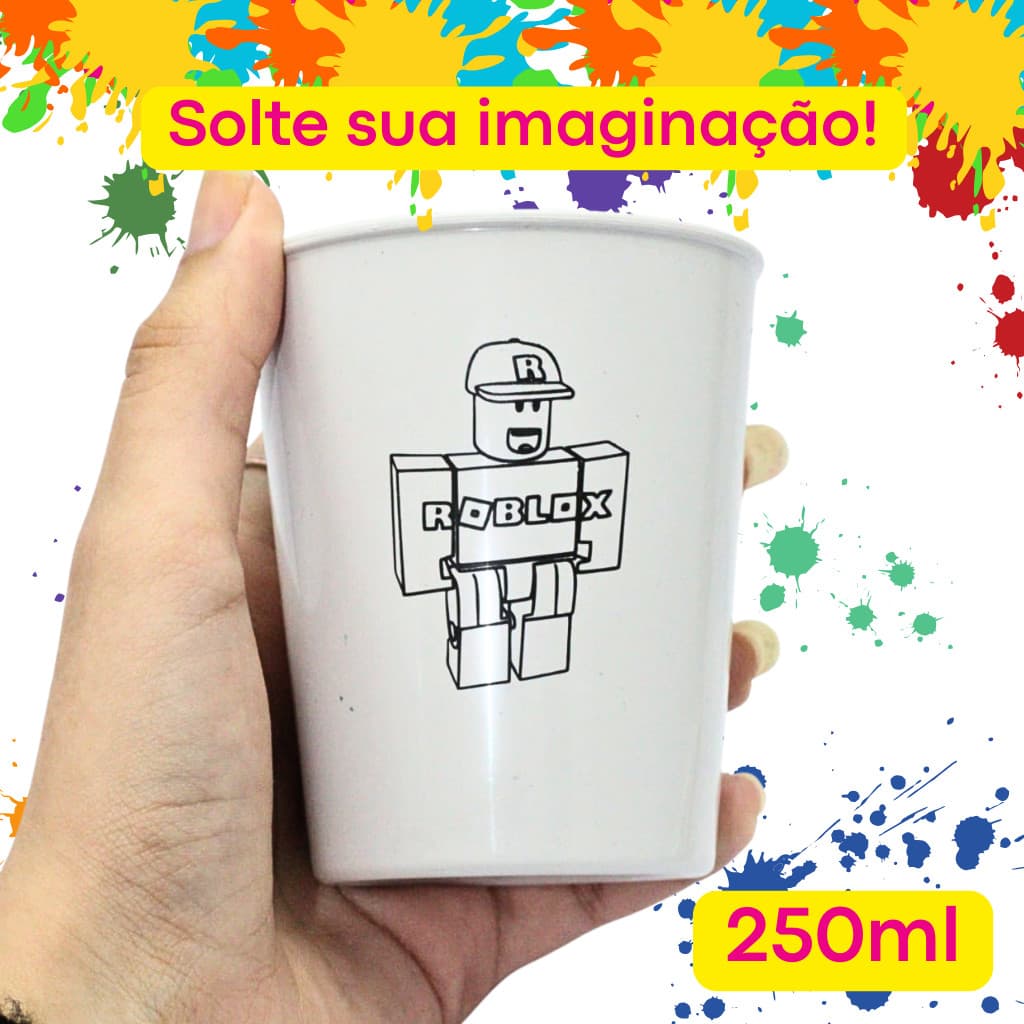Jogo de 10 a 50 Copos de Plastico Com Desenhos Para Colorir Para Festas, Lembrançinha, Dia a Dia Resistente,