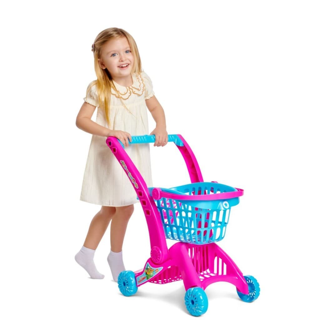 Carrinho de Compras Infantil Imaginativa Super Mercadinho Rosa Tateti  Brinquedo 2 em 1