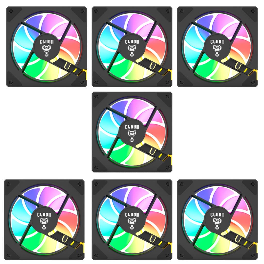 Kit 7x COOLER FAN Gamer Nive Iluminação ARGB 3 PINOS CLANM