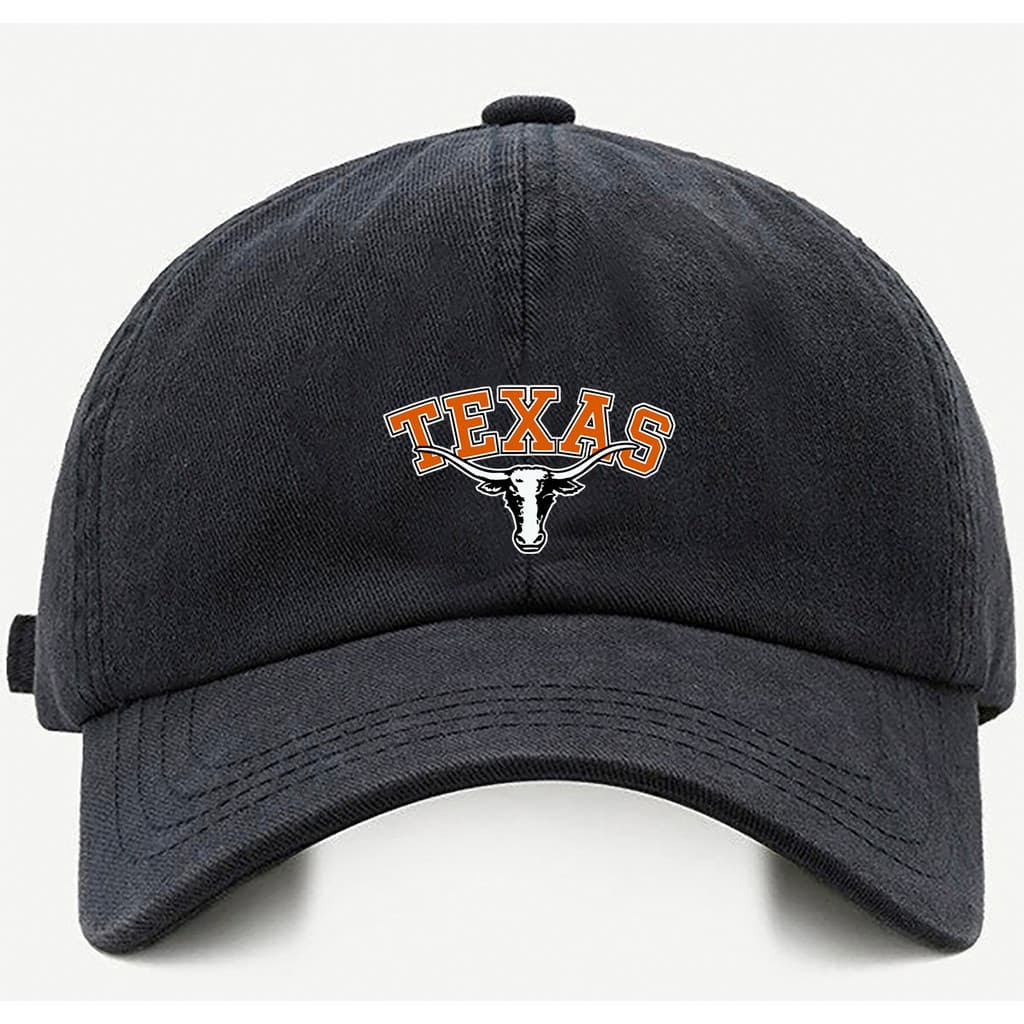 Boné Masculino Modelo Dad Hat Baseball Texas Logo Touro Ajustável Preto Bege Branco Casual