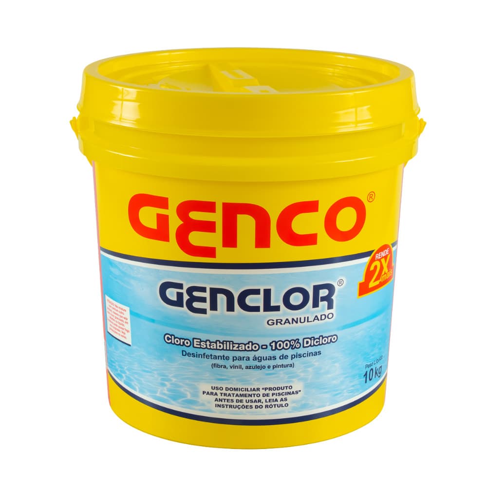 Cloro Granulado Desinfetante Estabilizado Balde 10kg Genco Piscina Água Concentrado Purificação Oxidação