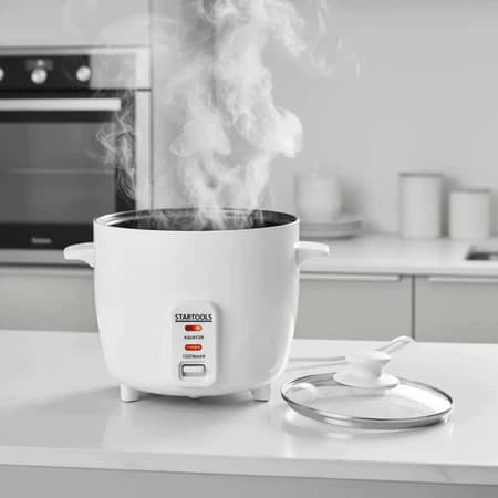 Panela Arroz Elétrica 1,3L 220V Branca Vapor Cozimento Rápido Arroz Legumes Cozinha