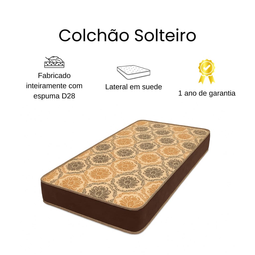 Colchão Bege de Solteiro qualidade premium D-28 alta performace dupla face envio imediato