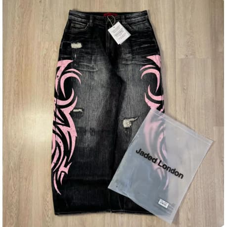 Y2K Graffiti Punk Jeans Baggy Impressão Retro Rua Hip Hop Calças Retas High Street Harajuku De Casal