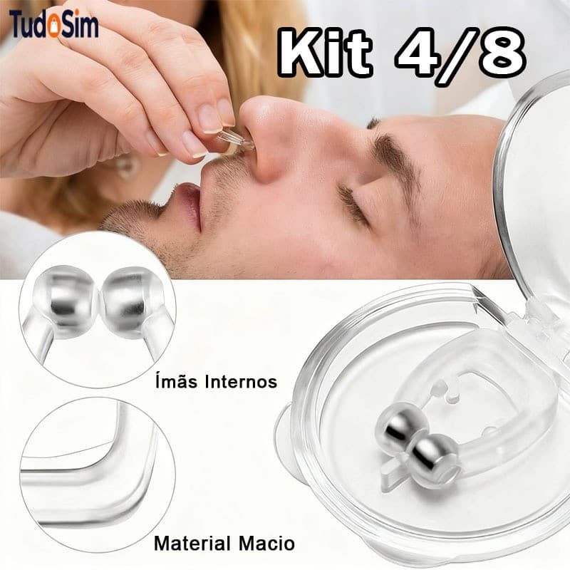 Kit 4/8 Clipe Nasal Anti Ronco e Apneia Dilatador Magnético