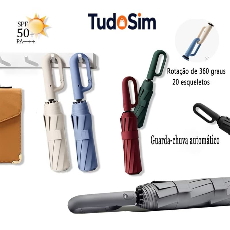 Guarda-chuva Automático Proteção Solar UV Dobrável Anel de Fivela
