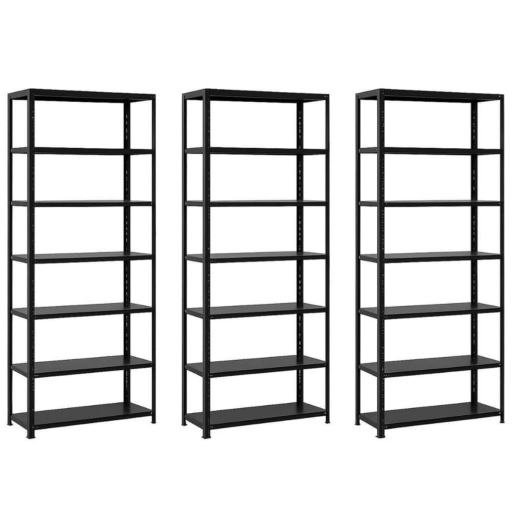 Conjunto 3 Prateleira Estante Armário Aço 6 Bandejas 60cm Preto Romero