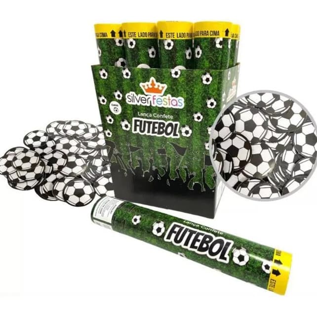 Lança-Confetes Bola de Futebol 30cm – Explosão para Gol do Brasil e Festas Temáticas