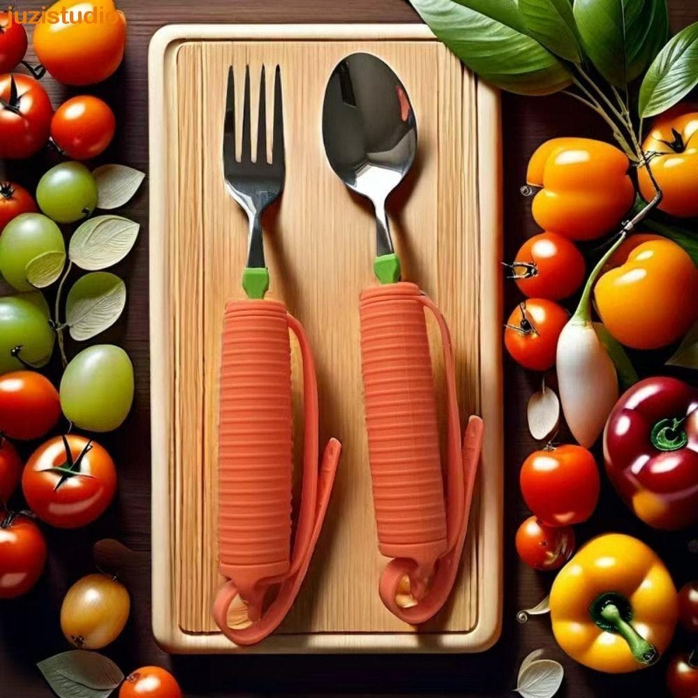 Garfo E Colher De Aço Inoxidável JUZISTUDIO , Utensílios De Mesa Auxiliares Para Idosos Com Alimentação Segura Anti-Vibr