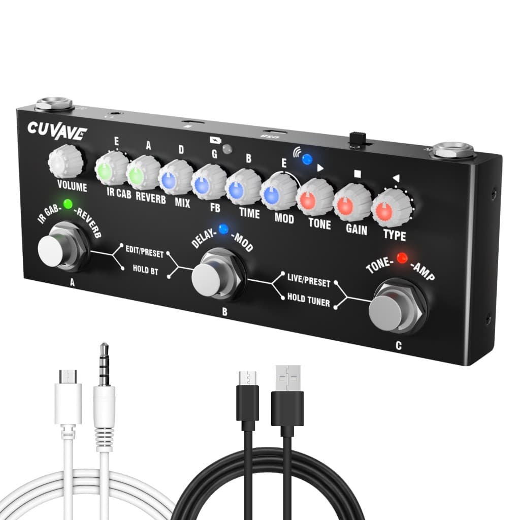 Pedal de Efeitos para Guitarra com Bateria Recarregável - Múltiplos Efeitos Integrados