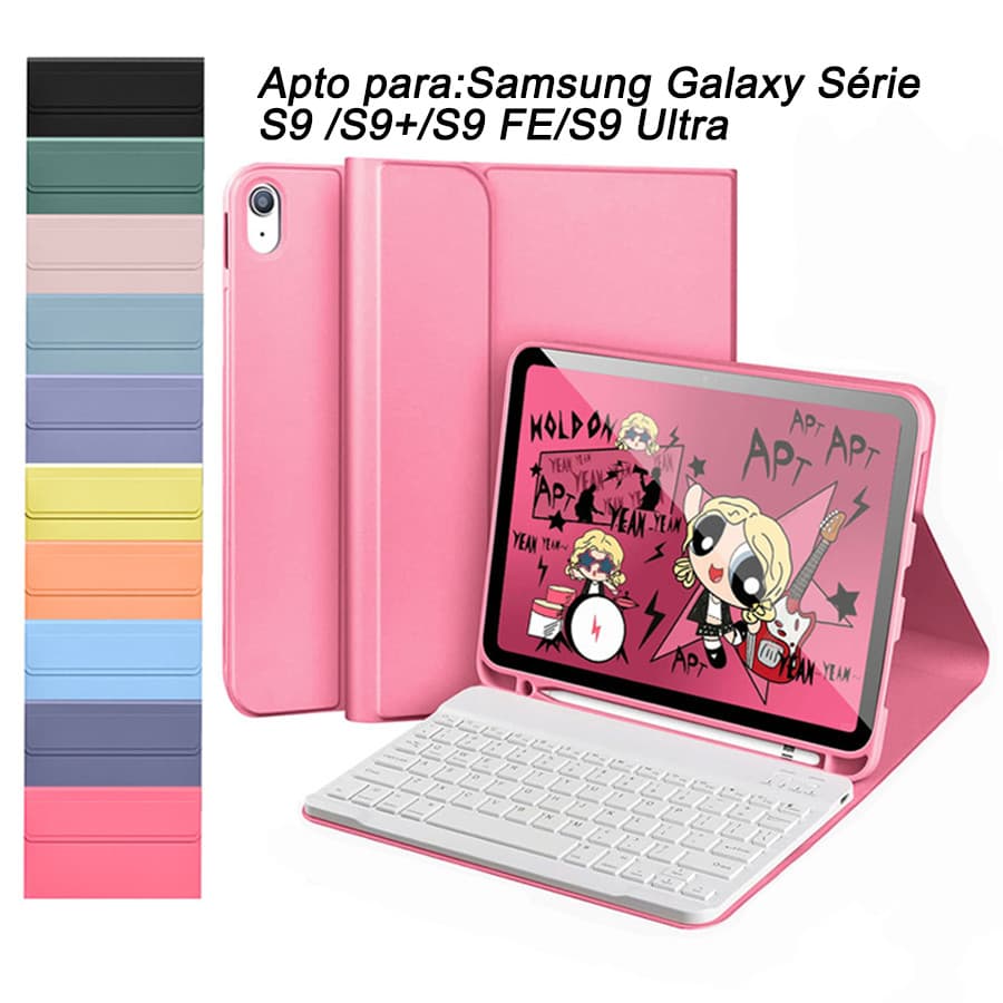 Capa Com Teclado Para Samsung Galaxy Tab S9 11"/S9 Plus 12,4"/S9FE  10,9"/S9 Ultra 14,6inch