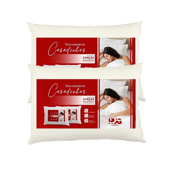 Kit 2 Travesseiros Casadinho macio antialérgico lavável