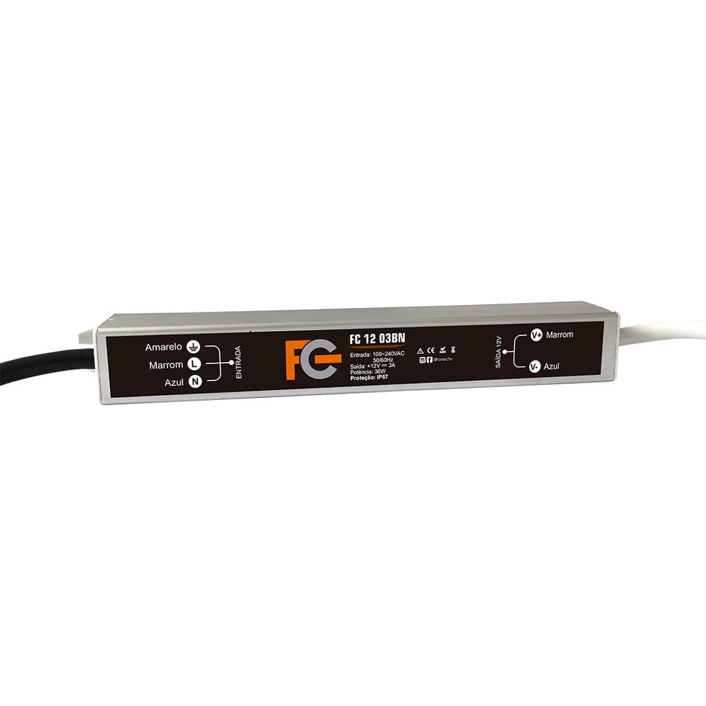 Fonte Blindada Ip67 Estabilizada 12v 3a 36w Led Câmera Cftv