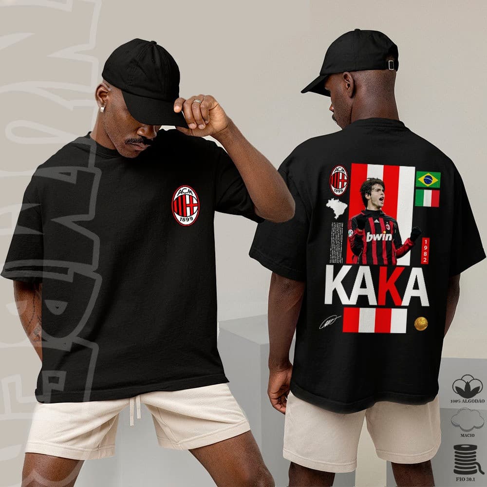 [Camiseta Premium em Algodão Puro]HYP Camisa Camiseta oversized jogador de futebol kaka campeao mundial goat algodao