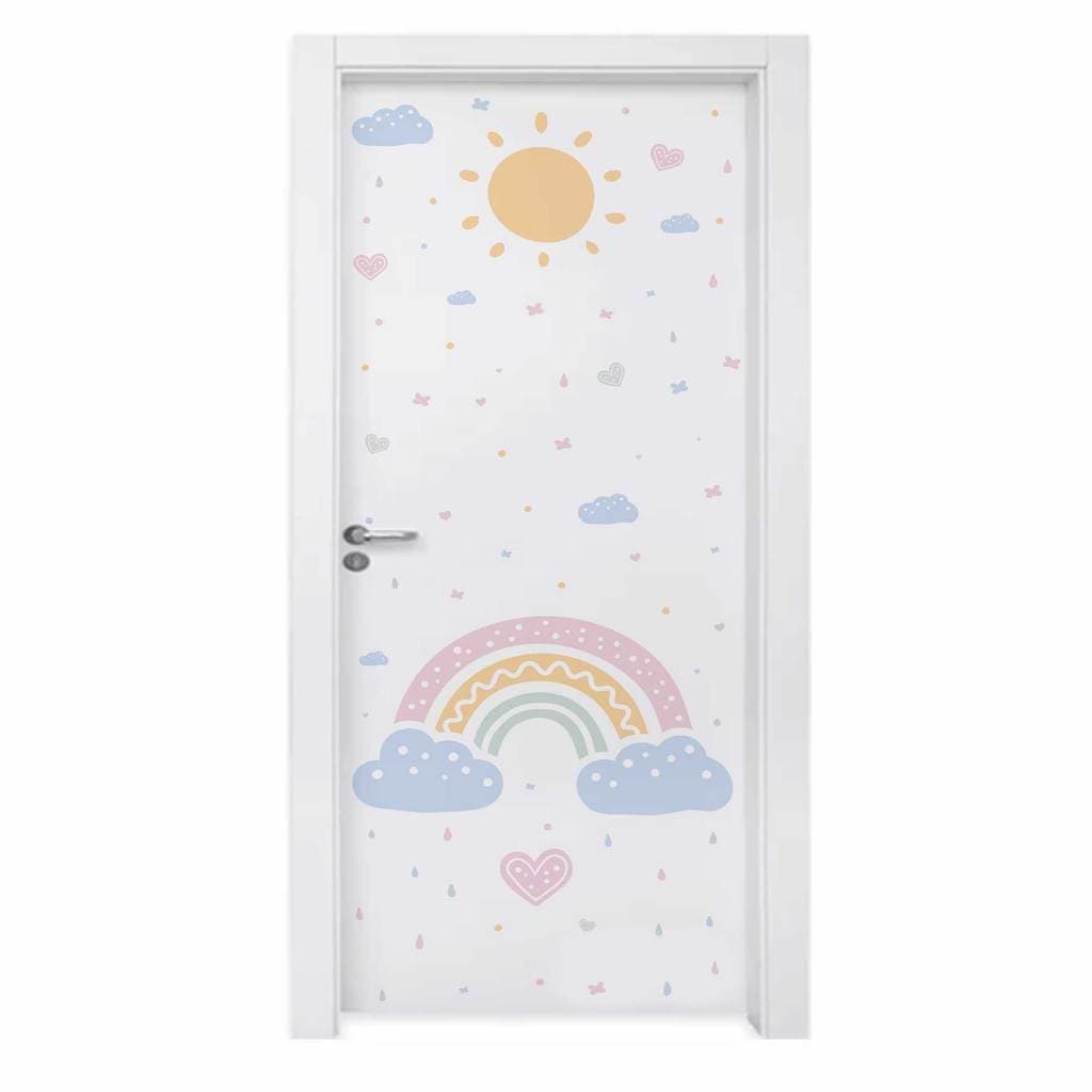 Pingu Ruxo - Adesivo para Porta do Quarto do Bebê - 210x80 cm - Arco Iris Sol