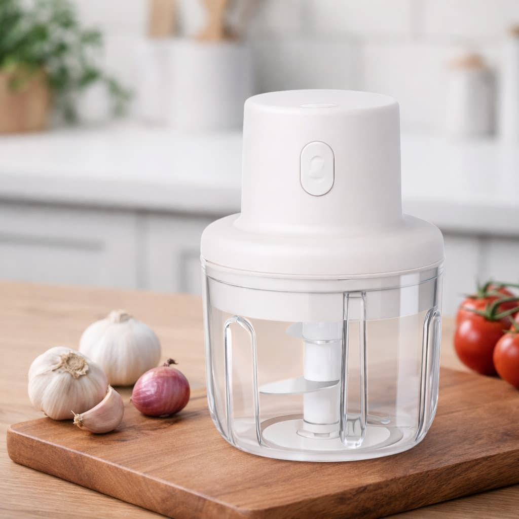 Picador de Alimentos Eletrico 250ML Mini Processador 3 Laminas para Alho Cebola Legumes USB