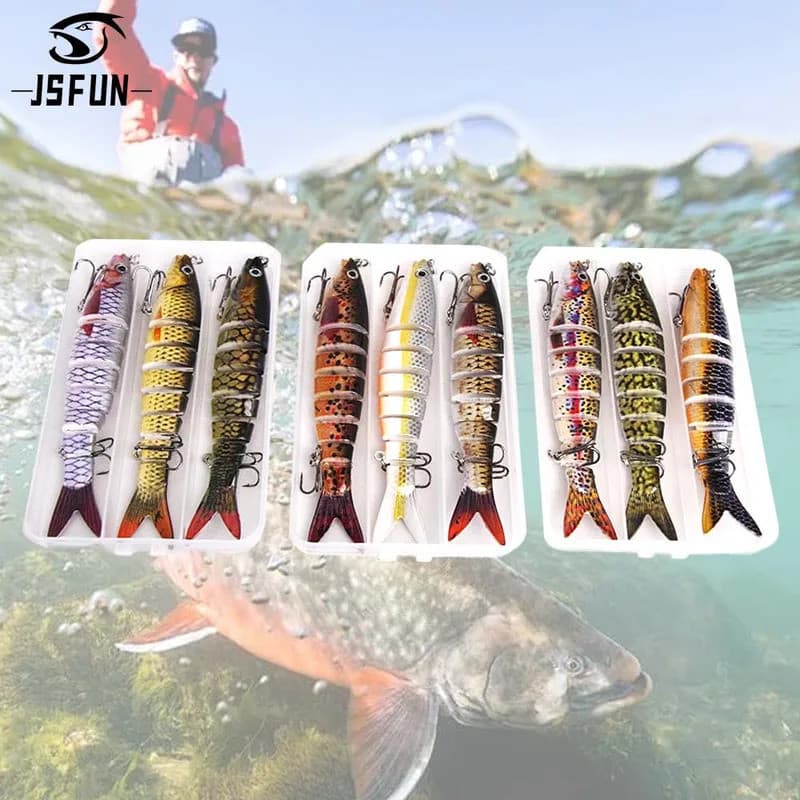 JSFUN 3PCS/Box Isca Artificial Realista para Pesca, Swimbait, Crankbait, Isca Dura, Iscas Artificiais de Ação Lenta, Equ