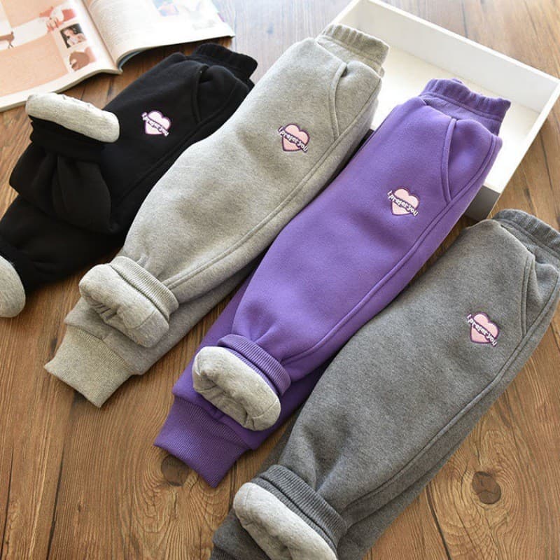 Er 1 Calça infantil de lã de lã estilo inverno roupa externa feminina 2 calças infantis espessadas peça única inverno mo