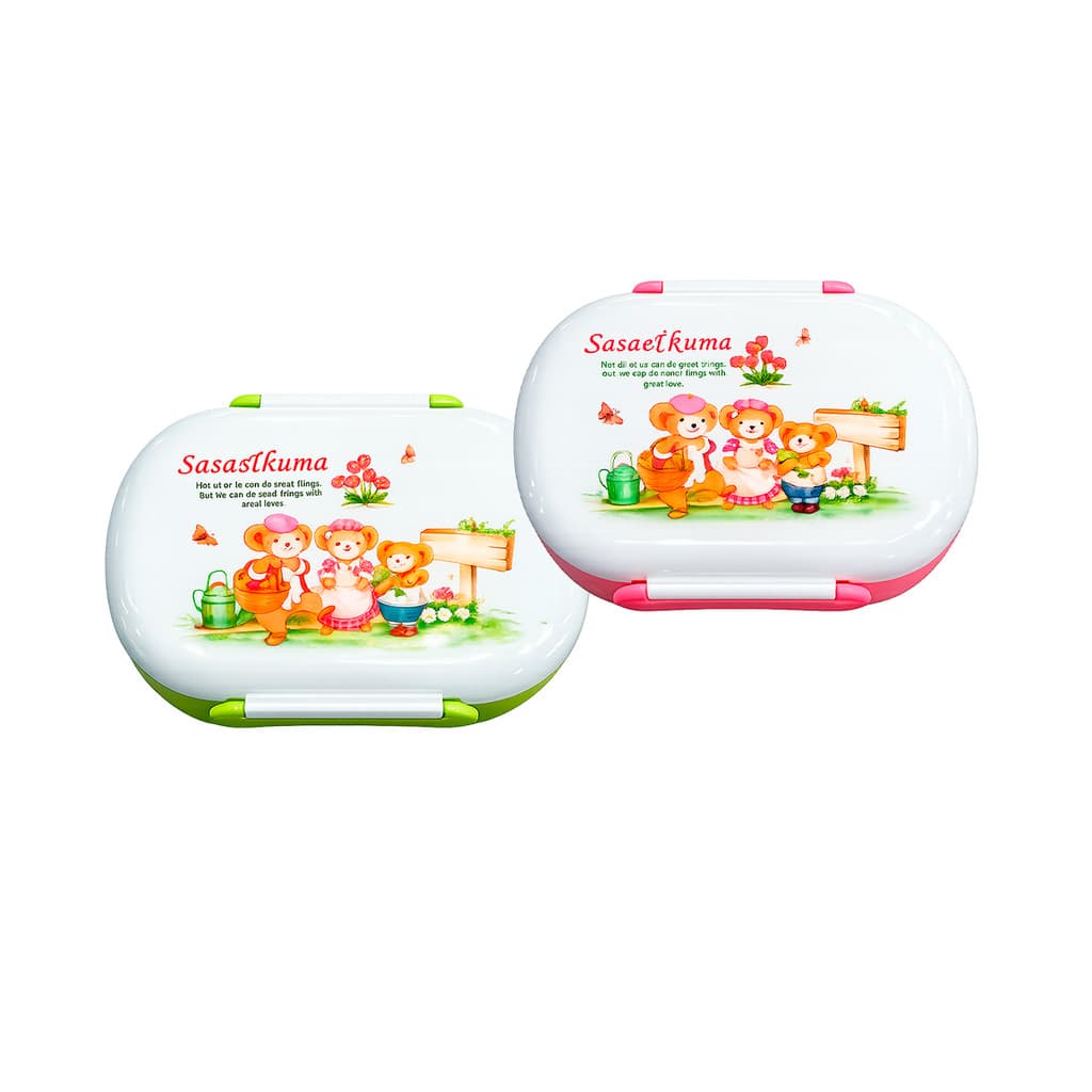 Kit 2 Marmita Escolar Portátil Infantil Porta Lanche Ursinho  Tampa Colher Passeio Potinho Lancheira