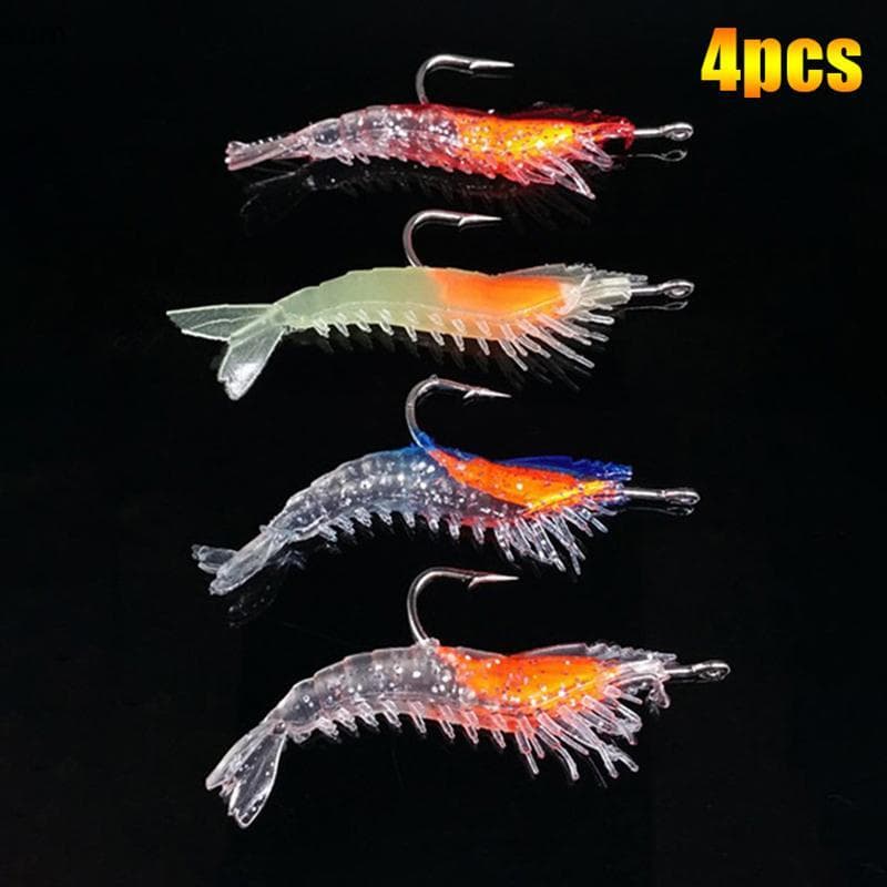 [sum] 4 Pçs/Saco 6cm 3g Simulação Luminosa Camarão Isca Macia Artificial Soft Rigs De Pesca Baixo Mar Conto BR