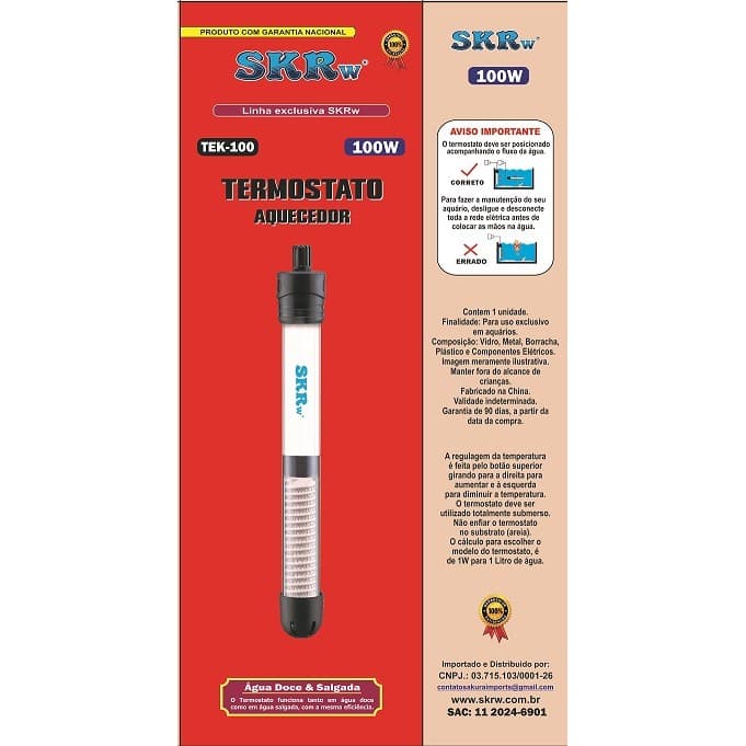 SKRw TERMOSTATO AQUECEDOR - TEK-100W