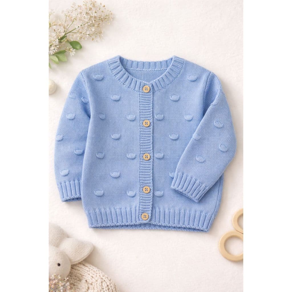Cardigan Tricô Bebê C/ Botão Ponto Trabalhado 25719