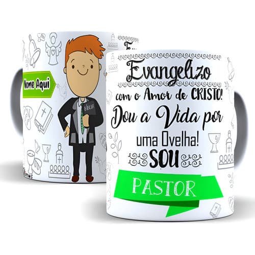 Caneca Personalizada Pastor Com Seu Nome  Branco Pastor