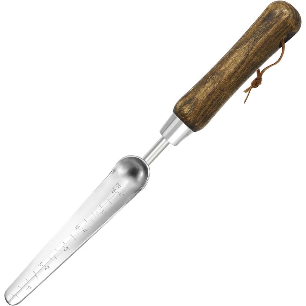 Pá de Jardim Estreita em Aço Inoxidável com Cabo de Madeira - Pá Manual Resistente para Escavar, Remover Ervas Daninhas,