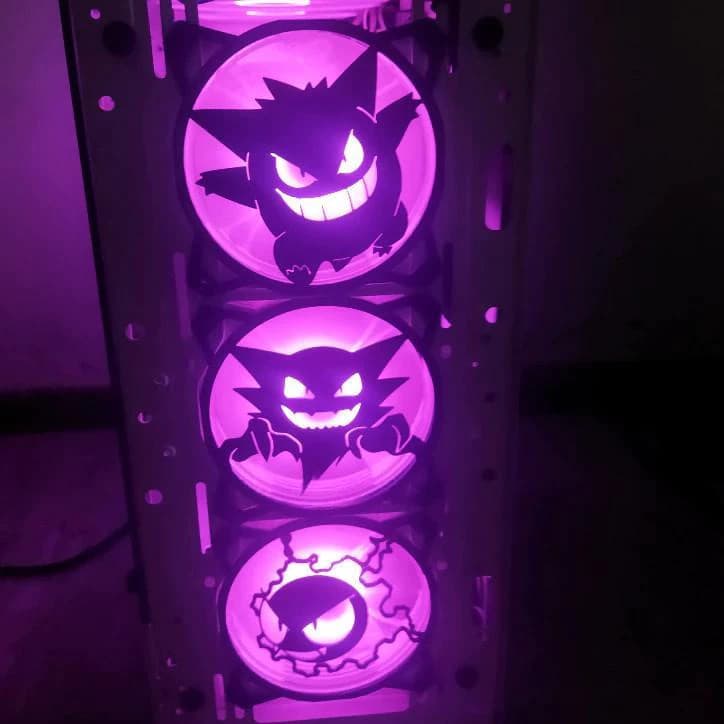 3x Grade Fan 120mm Pokemon Pc Gamer Decorativa Rgb Cooler Gengar Haunter e Gastly