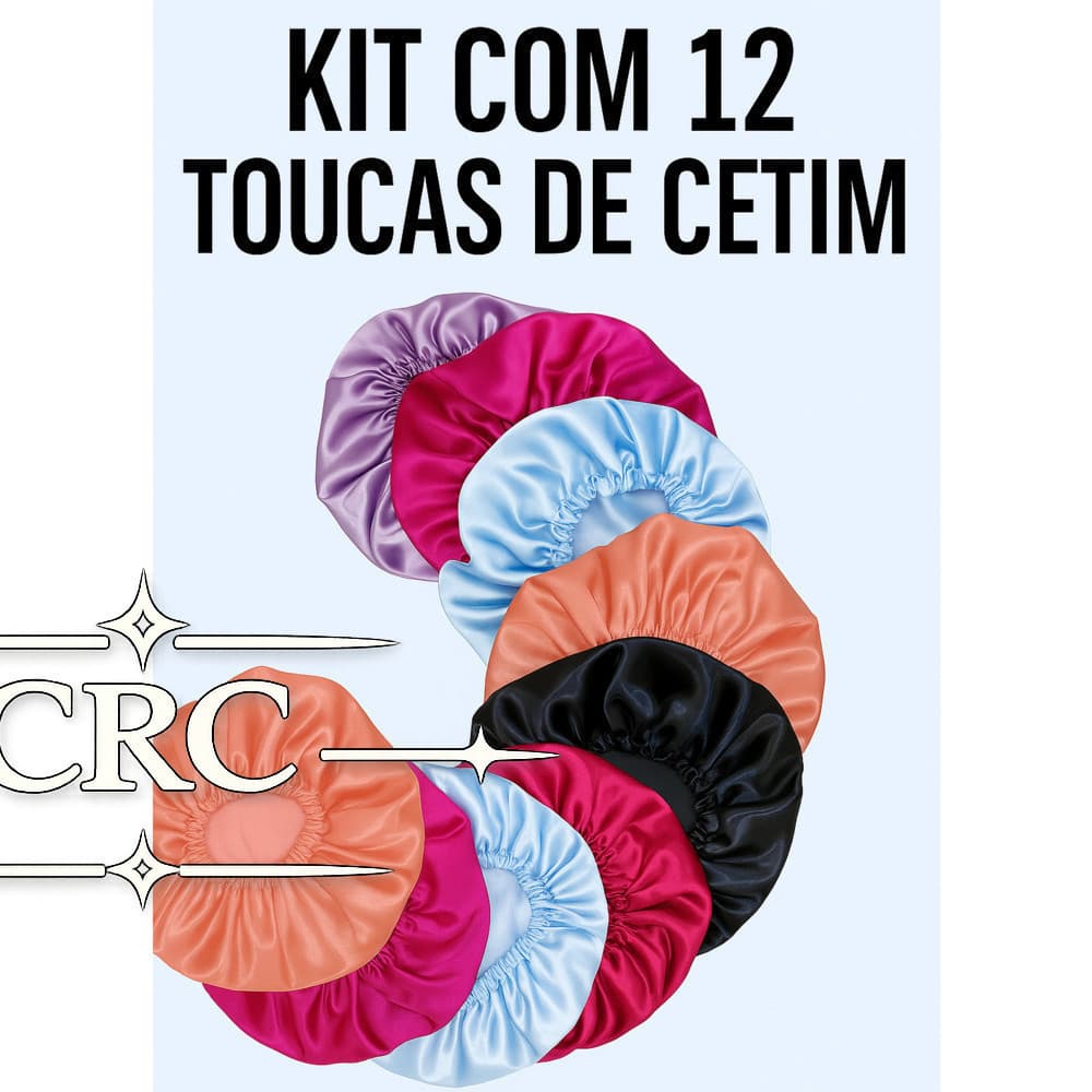 Kit com 12 toucas de cetim antifrizz - Para RevenderPXGR