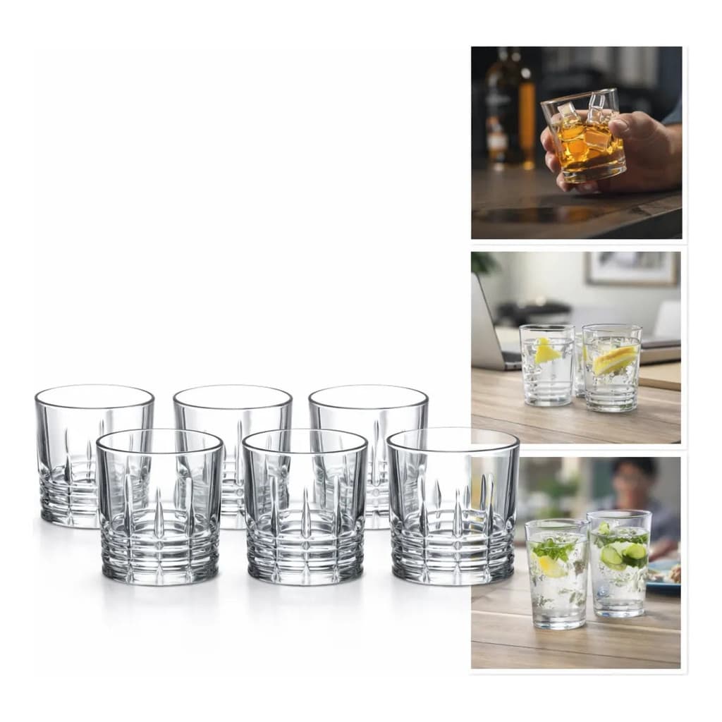 Jogo De 6 Copos De Vidro Baixo Esparta 240ml Hauskraft