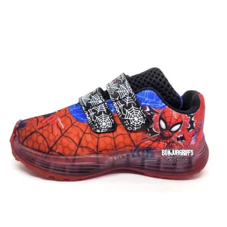 Tênis Infantil Masculino Menino De Led Luzinha Homem Aranha Confortável Macio Leve Envio Imediato Calça Fácil Velcro
