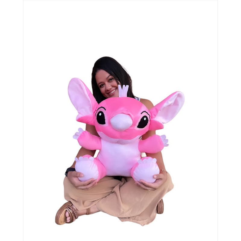 Urso de Pelúcia Stitch Rosa Grande 45cm Decoração Quarto Para Infantil Feminino