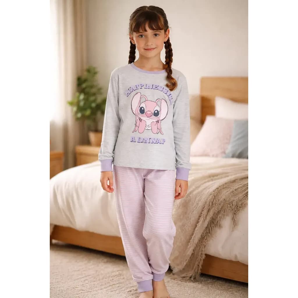Pijama Menina Longo Stitch Algel Naps Disney Evanilda  0008