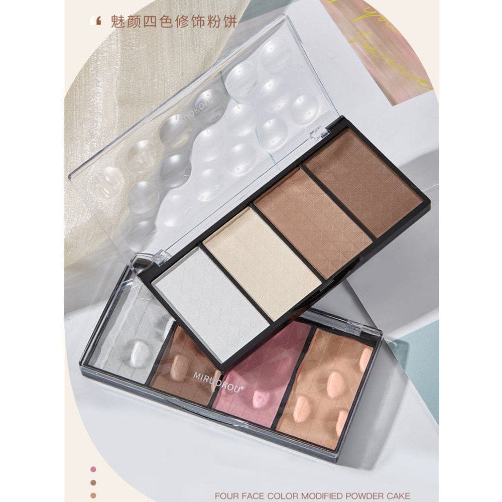 Watsons Children's Miroko V-Face Quatro Cores Destacando Paleta de Contorno Pó Pressionado Blush Deitado Bicho-da-seda S