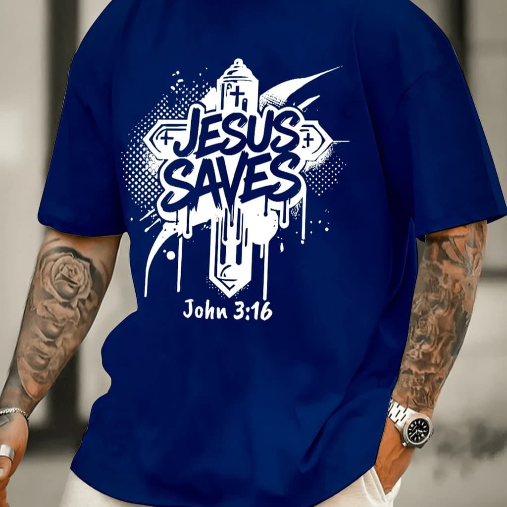 Camiseta JESUS SAVES 100% Algodão Gospel Masculina Feminina Casual Streetwear