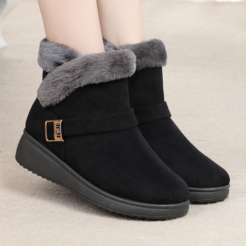 Botas de neve femininas 2026 novo estilo de pele de inverno forro de lã de uma peça engrossado antiderrapante All-Match