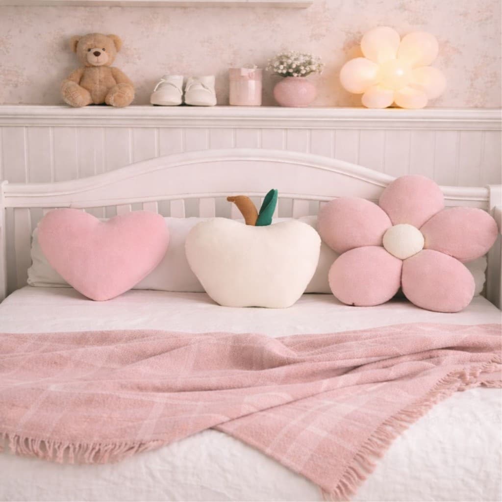 Almofadas Decorativas De Pelúcia Coração Flor Margarida Maça Quarto De Bebê Infantil Para Sofá Sala
