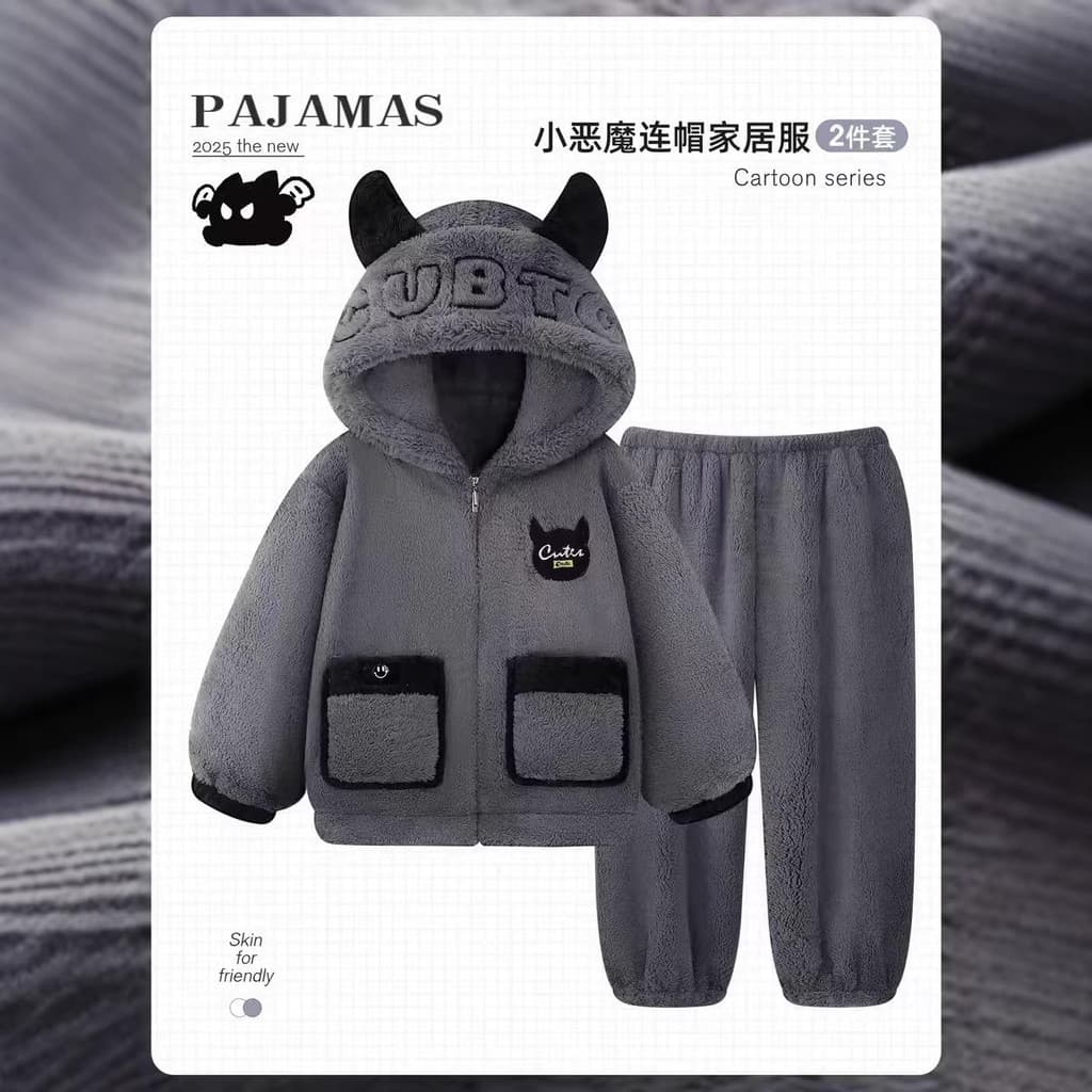 Crianças crianças roupas meninas roupas pijamas crianças 2026 novo estilo outono inverno Coral velo zíper com capuz topo