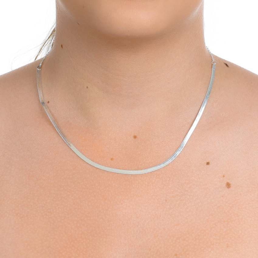 Chocker Feminino Fita Laminada Folheado Prata 925 Moderno Elegante novidade moda
