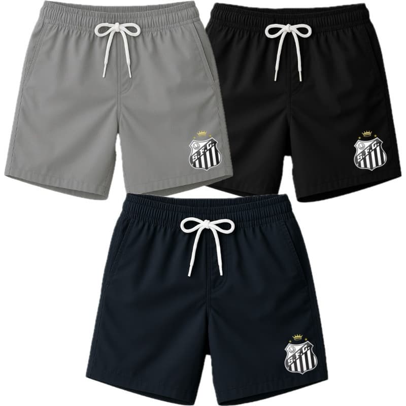 Short Santos Tactel Elastano Torcedor Bermuda Masculina.
