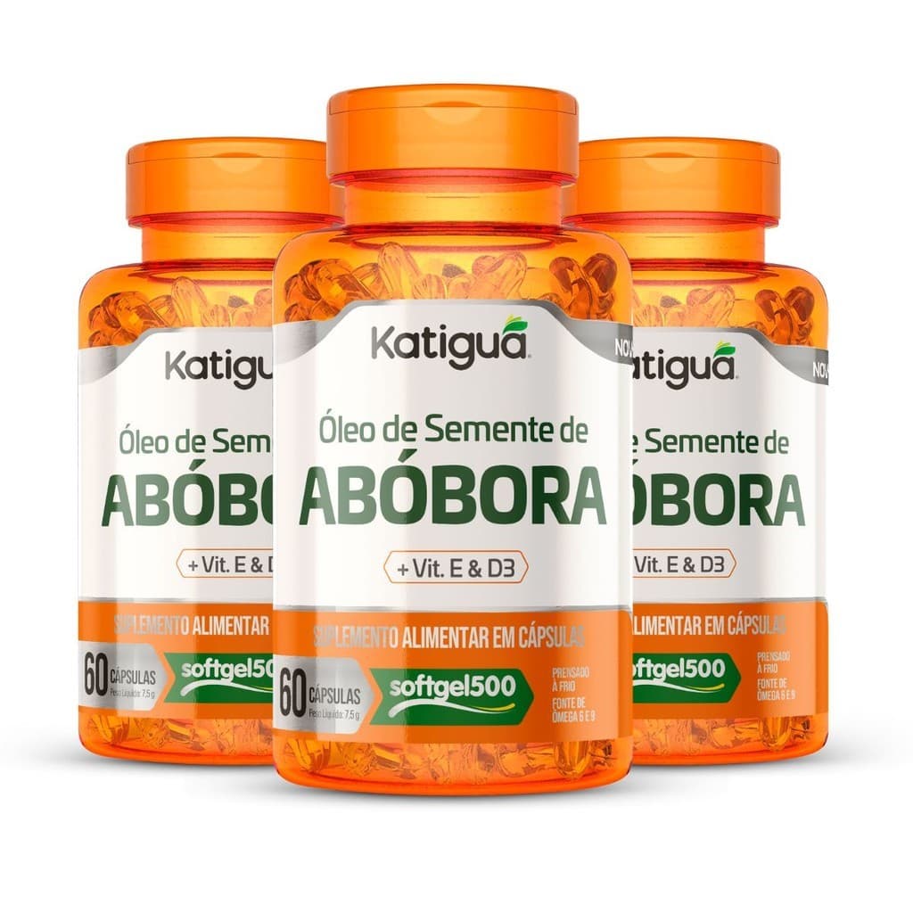 Óleo de Semente de Abóbora Vitamina D3 e E 2600mg 60Cápsulas Prensado a Frio em Gel omega 3