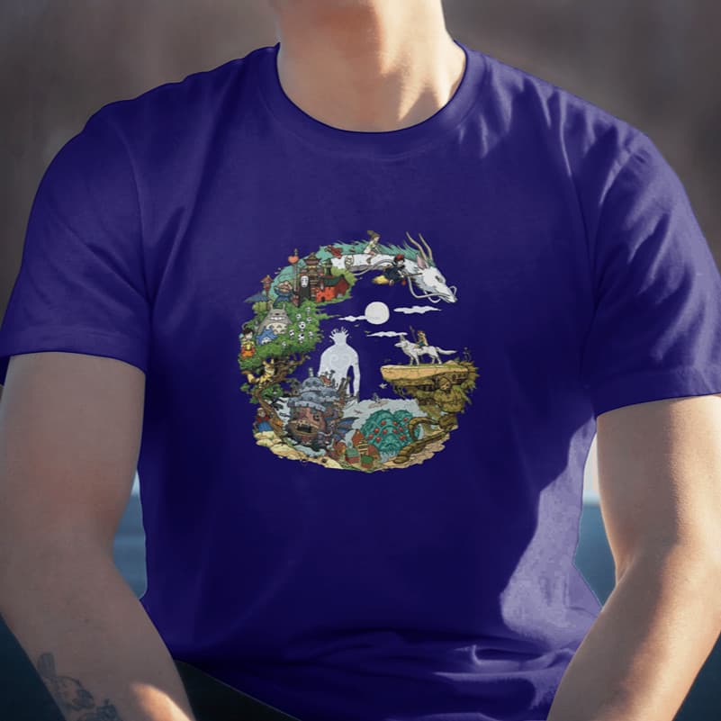 Camiseta Estampada Algodão Masculina e Feminina Anime Personagens Ghibli Circular Japonês Geek Otaku HT Co.