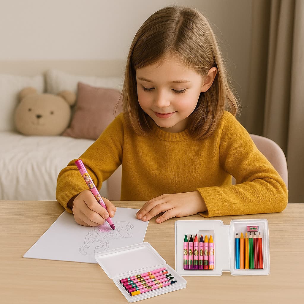 Estojo Escolar Barbie Infantil Lápis Caneta Giz Massinha Pintura Colorir Presente Criança