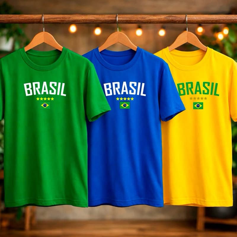 Camiseta Estampada Brasil Masculina e Feminina 100% algodão Seleção Brasileira RUMO HEXA