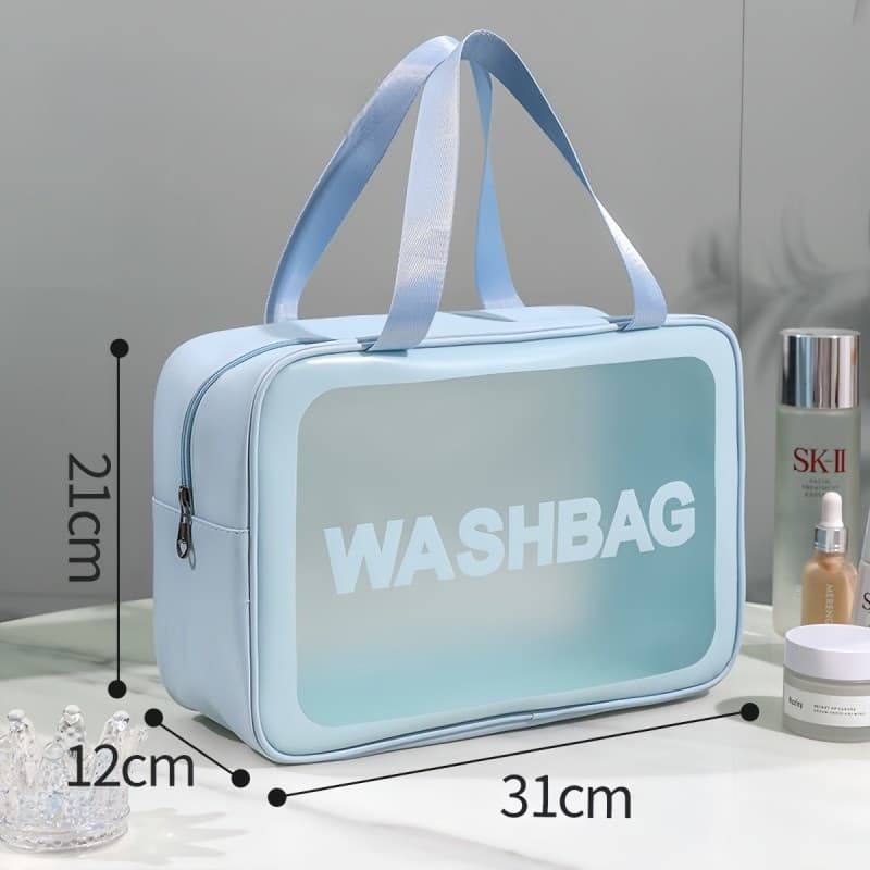 Necessaire Bolsa Portátil Transparente Para Viagem Cosméticos Produtos Higiene Pessoal Impermeável Ajustável Punho Duplo