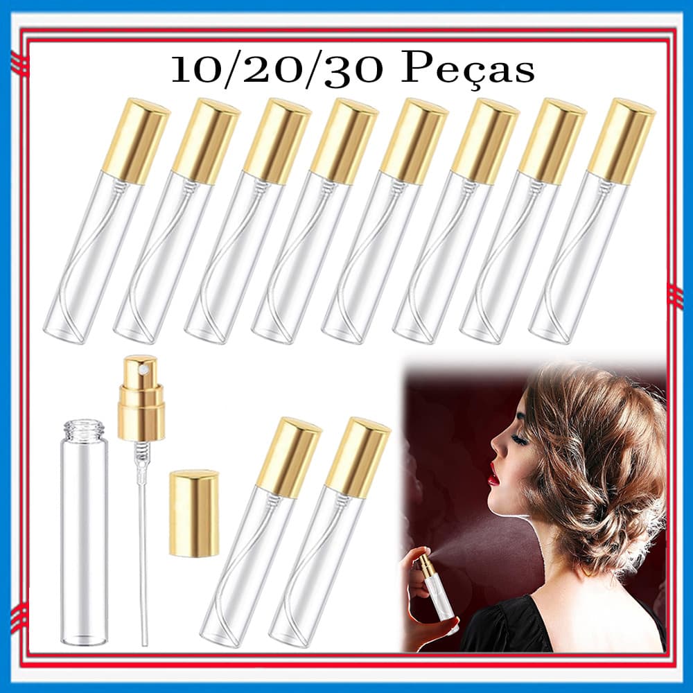 10/20/30 Peças frascos de spray de perfume de 10 ml, vidro transparente, recarregáveis e portáteis, Transparente