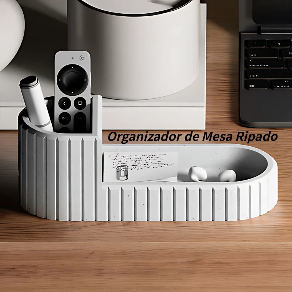 Organizador de Mesa Ripado Moderno – Porta Caneta, Chaves e Objetos para Escritório e Sala Decoração Bancada Praticidade