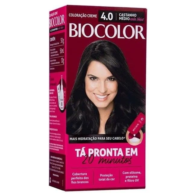 KIT TINTURA BIOCOLOR, 4.0 CASTANHO MEDIO NADA BÁSICO